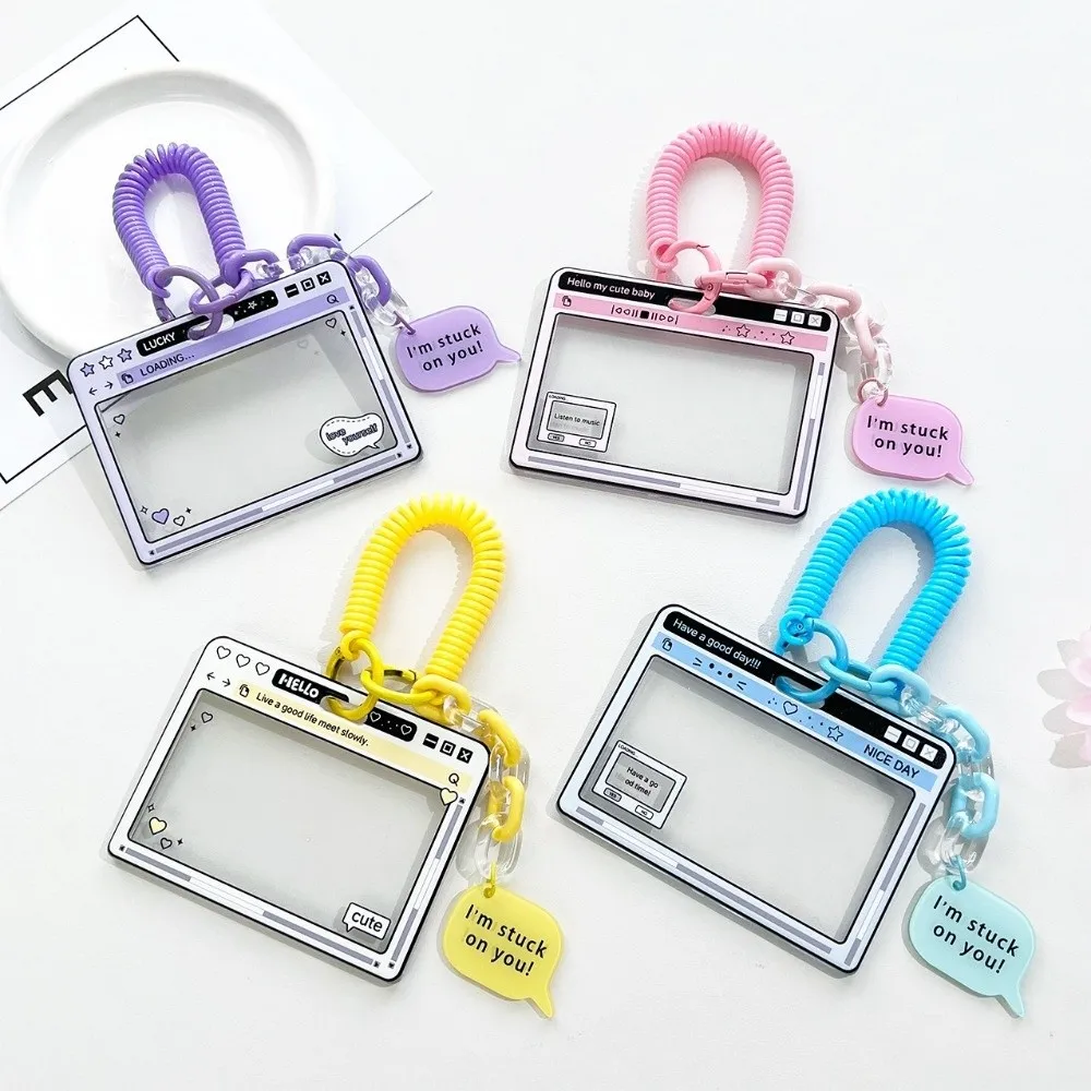 Cute Cartoon Design ID Holder Horizontal Transparent Card Case Waterproof Slide Closure Card Cover Student Card