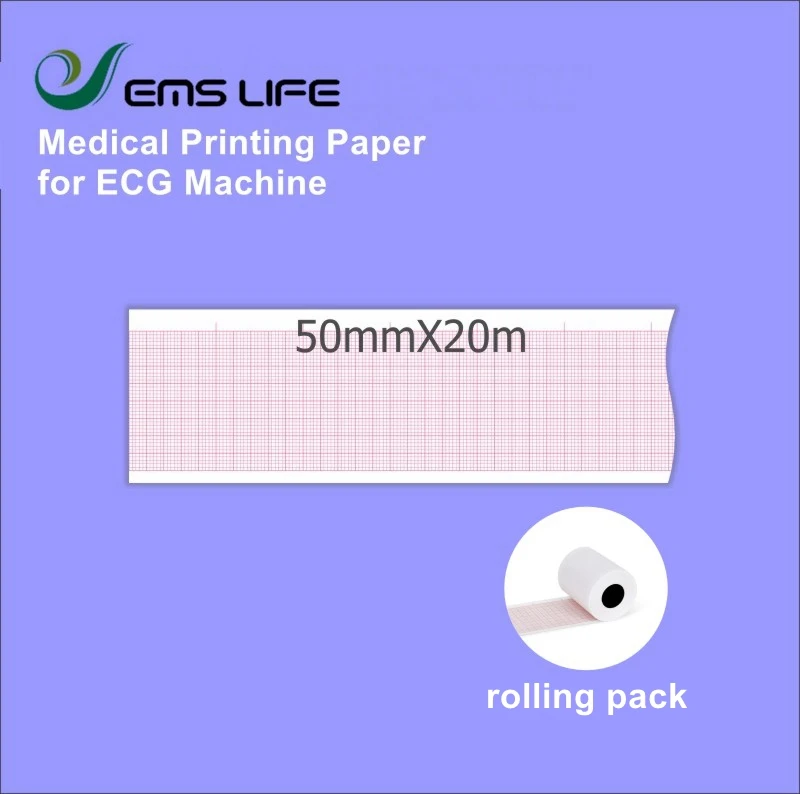 medical printing paper compatible for patient monitor EKG machine 50*20 rolling 10pcs packing