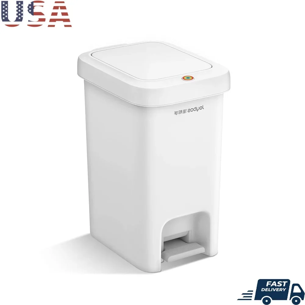 

Small Bathroom Trash Can Soft Close Pop-Up Lid Step Trash Bin Odor Resistant Lightweight Waste Container