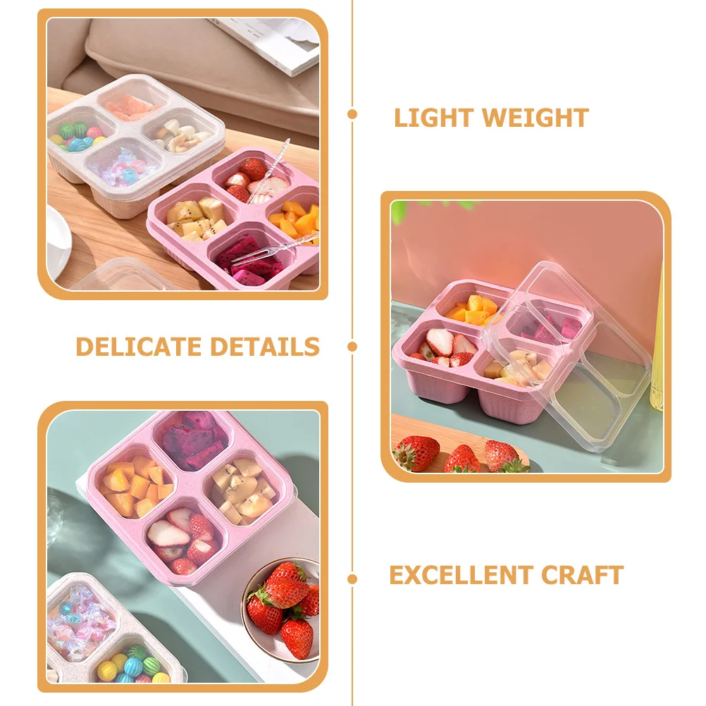 

3pcs Snack Box Multi-Grid Dried Fruit Storage Container Transparent Lid For Party Serving Candy Nuts Household Desktop Organizer