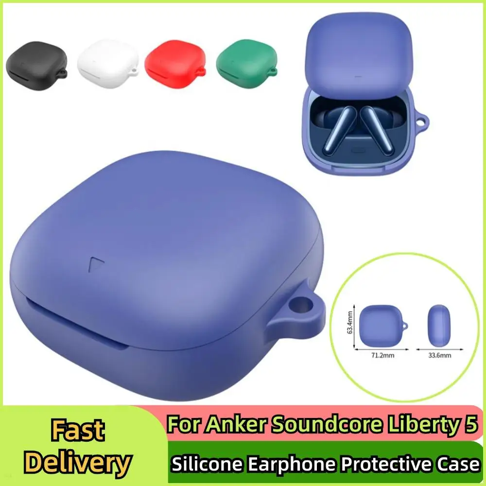 Para anker soundcore liberty 5 silicone fone de ouvido caso protetor à prova de choque cor sólida capa completa para soundcore liberty