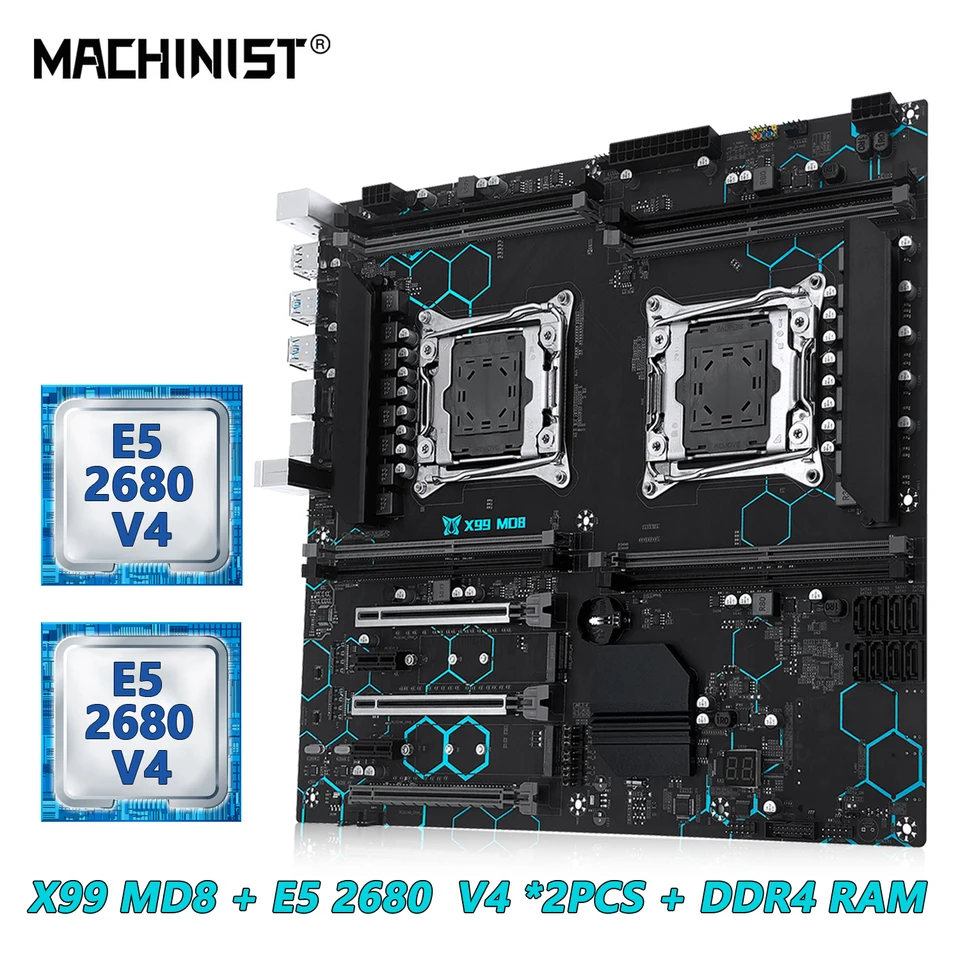 MACHINIST X99 MD8 デュアル CPU マザーボード、オプションの Intel