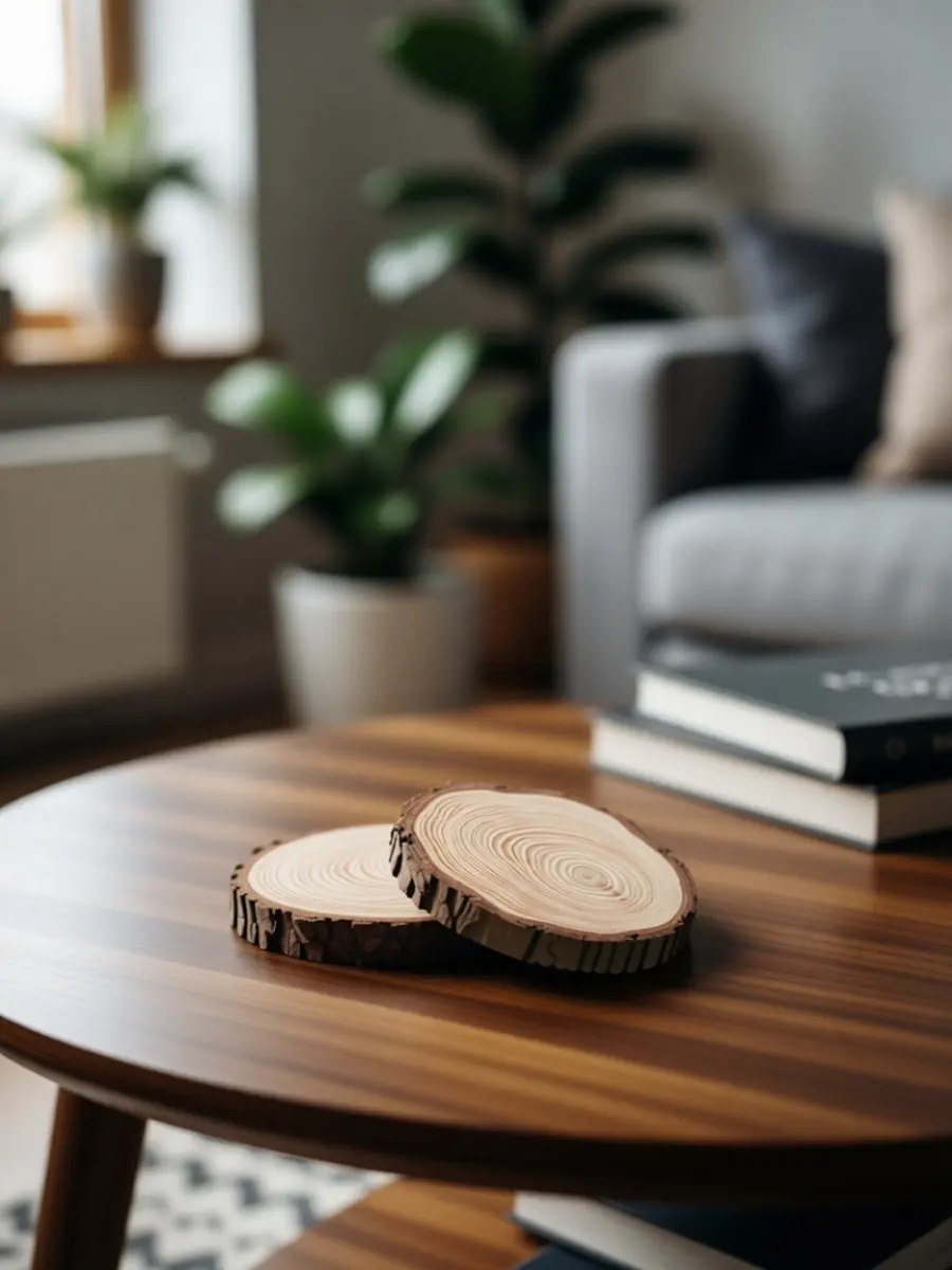 2Pcs Premium Wooden Coaster Set for Candles and Cups Heat Insulation Table Protection Mat Creative Home Decor Drink Mat Rustic