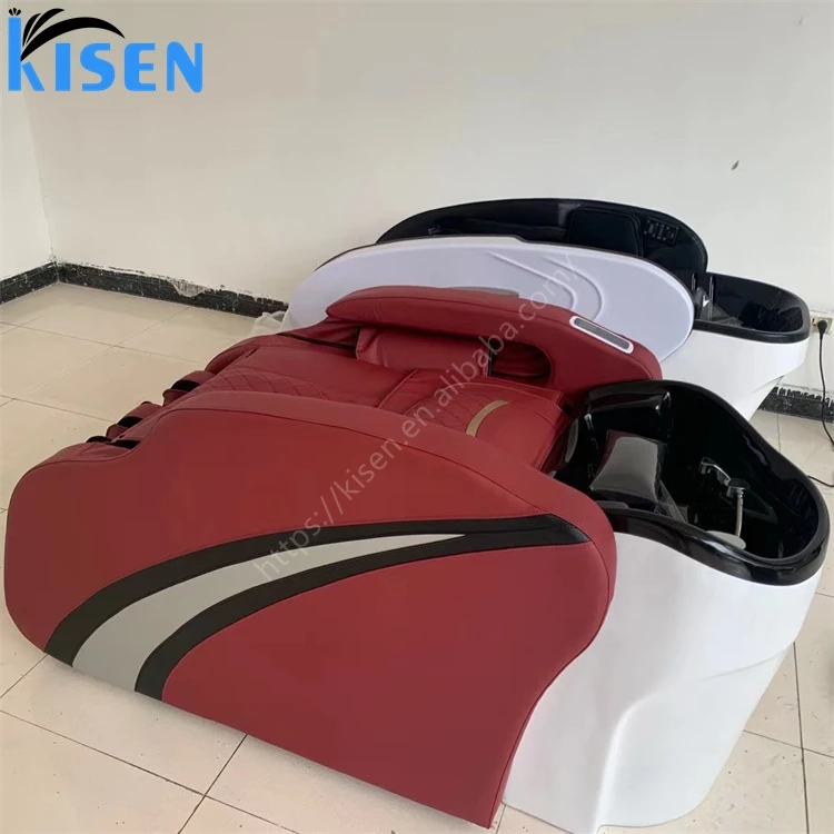 Hot Sale Beauty Salon Stainless Steel and PU Massage Shampoo Chair Hairdressing Bed with White or Black Basin for Spa Use - Image 2