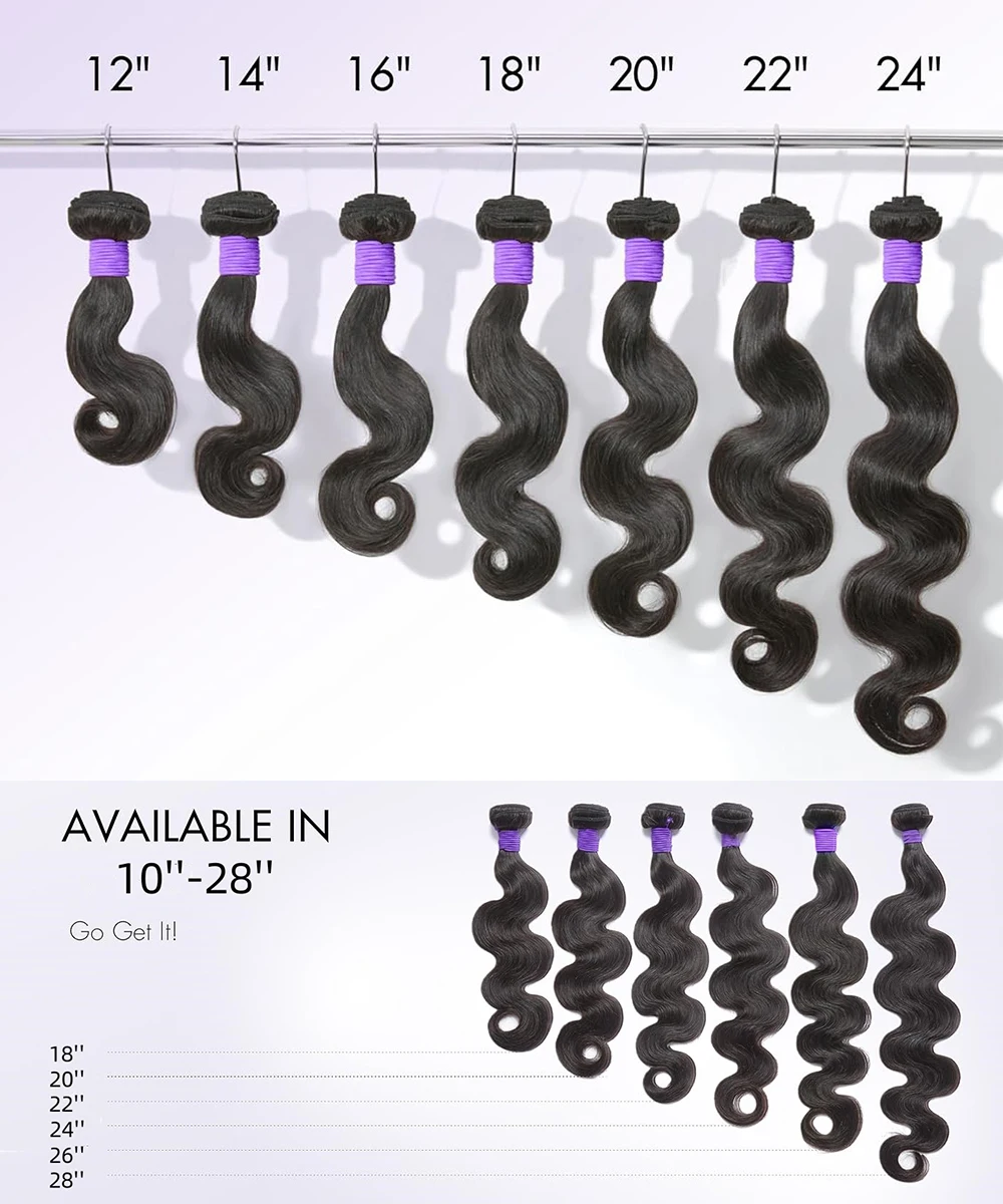Rambut Manusia Body Wave 100% Tanpa Proses, Gelombang Double Drawn Virgin Bundles, Ekstensi Rambut Raw 1/2/3 Bundles untuk Wanita