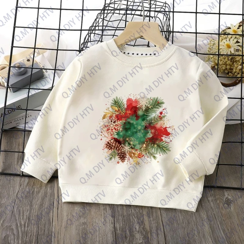 15cm Christmas Bell bow Color Splash Ink Smoke Fashion Stickers DIY Vinyl Heat Transfer Stickers Hot Stamping Printing Washable