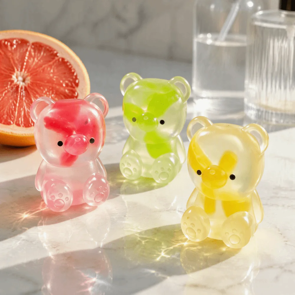 Soothing Play Slow Rebound Little Bear Squeeze Colorful Gel Filled Bear Fidget Polar Light Maltose Filling Slow Rising Adults
