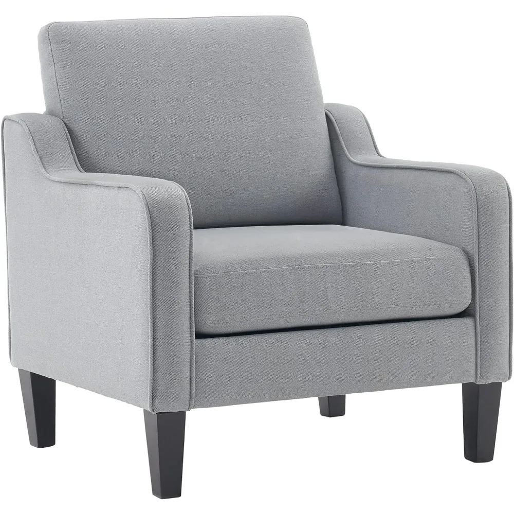 

VINGLI Mid century Modern Accent Chair,Light Grey Fabric Accent Chairs for Living Room Upholstered Armchair