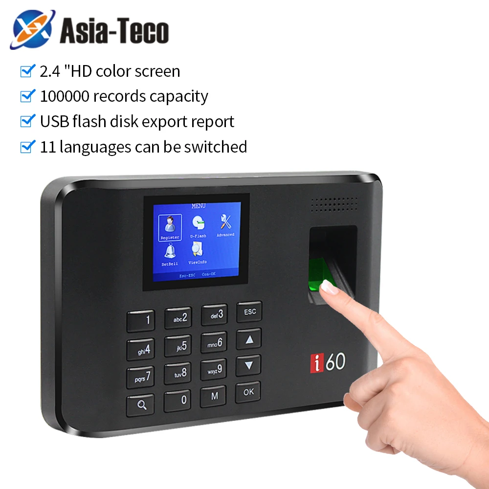 Rfid Attendance System Biometric Fingerprint Time Attendance USB Office Check-in Realand Time Clock in for Employees 2.4