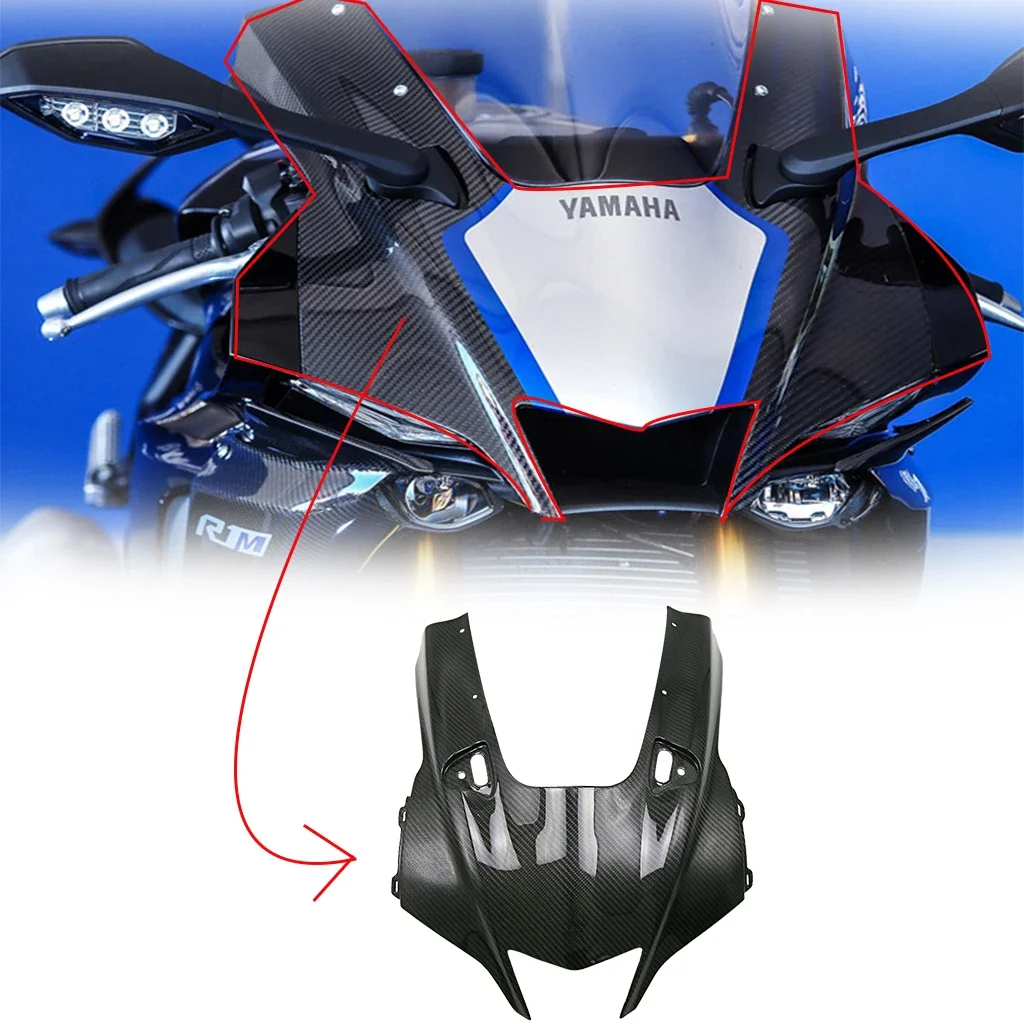 

Full Carbon Fiber Front Headlight Fairing Nose Panel Cowl Motorcycle Parts For YAMAHA R1 R1M 2020 2021 2022 2023 2024
