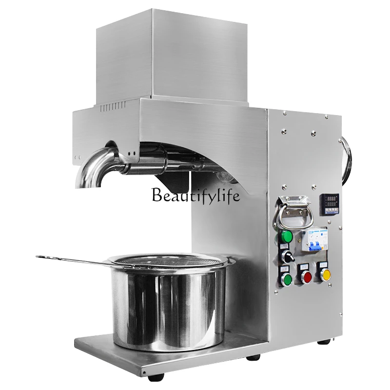 Commercial oil press Automatic stainless steel Small and medium-sized peanut tea seeds Hot and cold double pressing High power