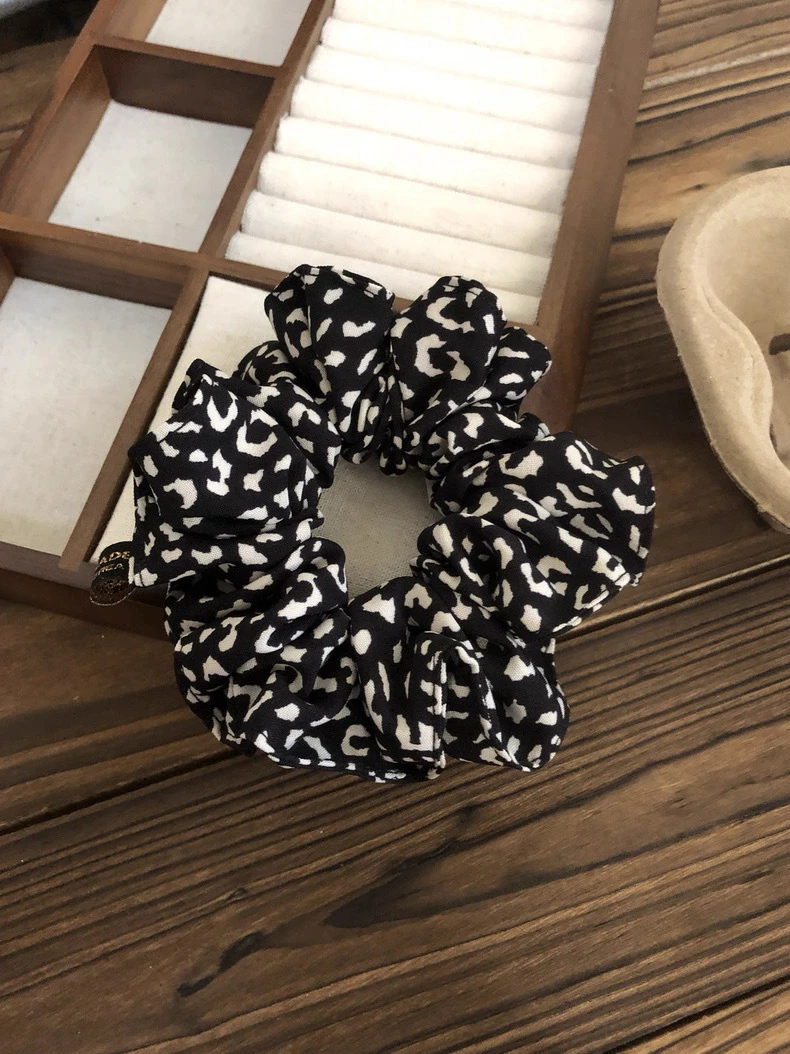 New High-elastic Hair Band Women's High-grade Korean Fabric Leopard Print Small Intestine Ring Rubber Band Hair Accessories