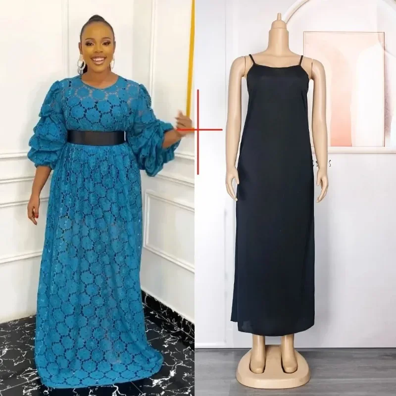 

Plus Size African Dresses for Women 2025 Summer Autumn African Long Sleeve Lace Party Evening Long Maxi Dress Gowns Outfits