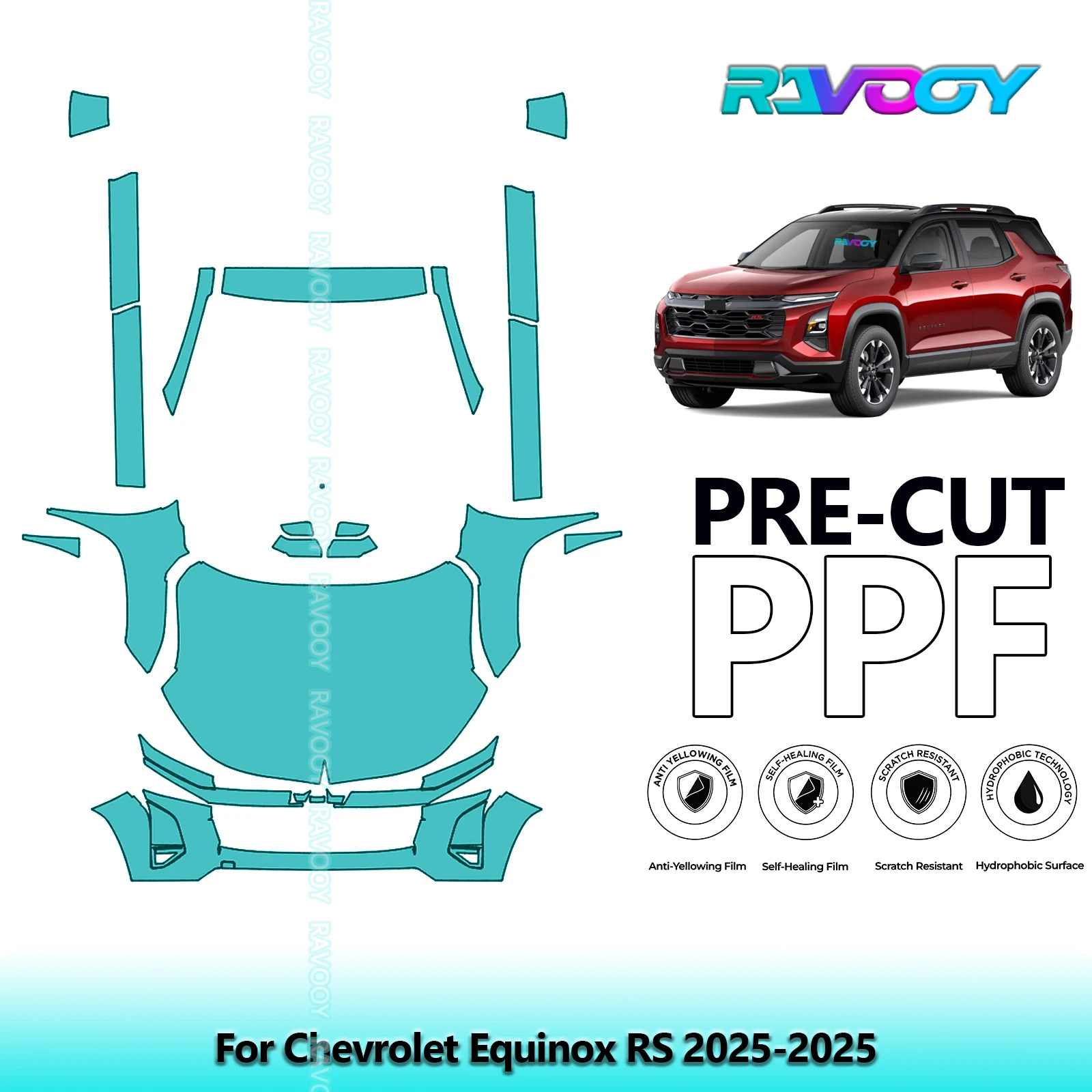 

8.5Mil Precut Paint Protection Film PPF Clear Bra Front Kit+Rockers For Chevrolet Equinox RS 2025-2025