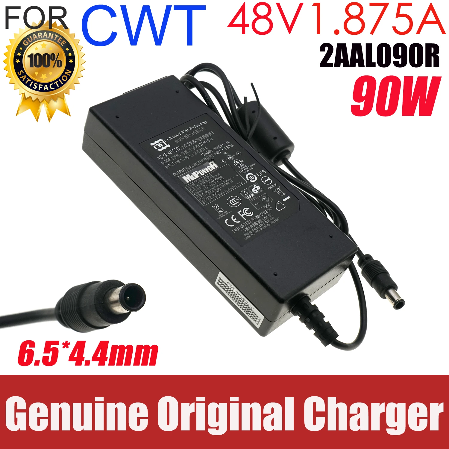 Genuine CWT 2AAL090R 48V 1.875A 90W AC Adapter Charger For DAHUA POE Network Hard Disk Video Recorder NVR Monitoring Host