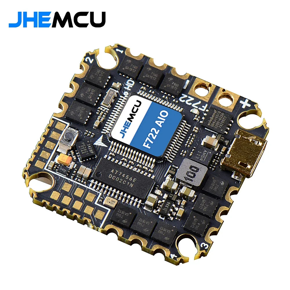 JHEMCU GHF722AIO-HD 40A Baro OSD BlackBox 5V BEC F722 Controlador de vôo BLHELIS 40A 4 em 1 ESC 2-6S para RC FPV Cinewhoop Drone