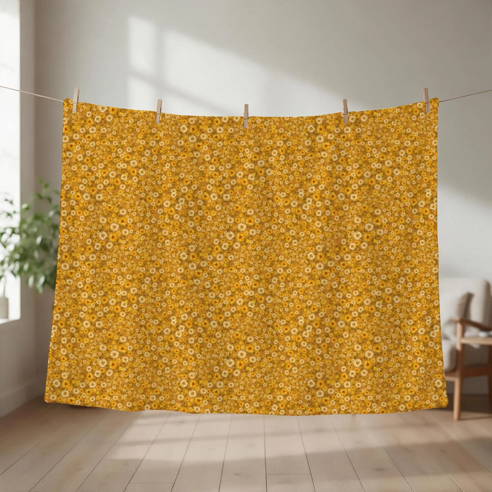 Boho 70s ditsy daisies warm colors, orange, retro, vintage Throw Blanket couch cozy soft plush fuzzy picnic outdoor blanket