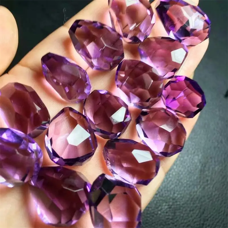 Natural Faceted Pendant Amethyst Crystal Carving Polishing Mature Charm Jewelry Birthday Present Holiday Gift 17-19mm