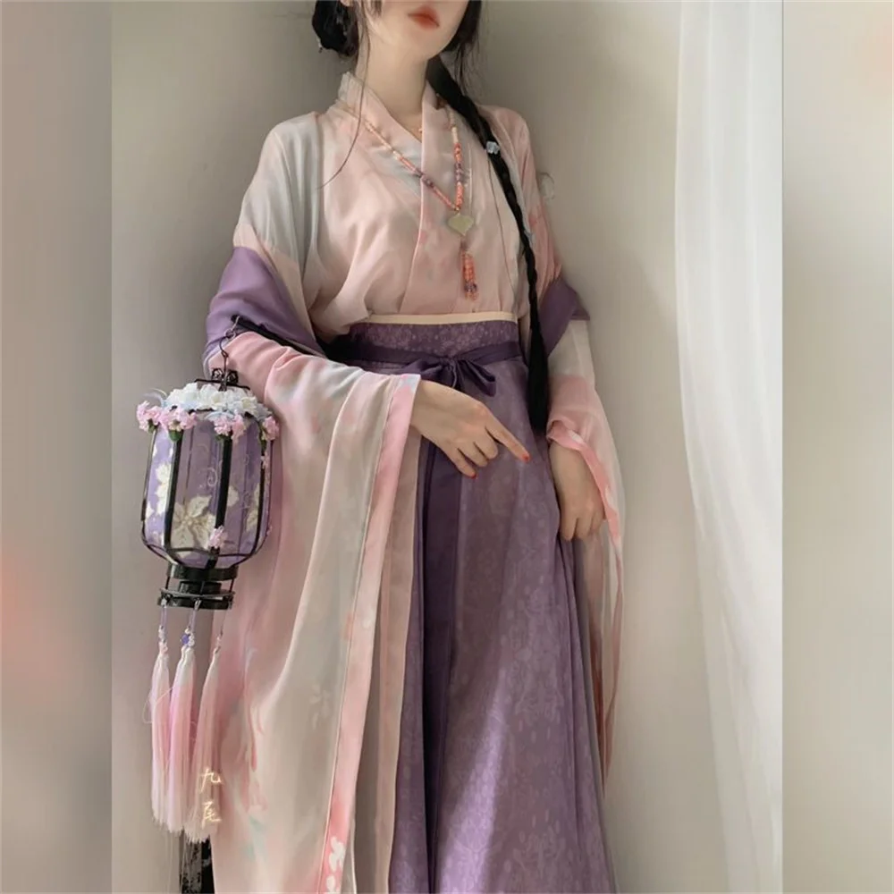 Vintage Hanfu Women Chinese Traditional Stage Dance Dress Female Fairy Cosplay Costume Hanfu Set Blue Elegant Princess Outfits