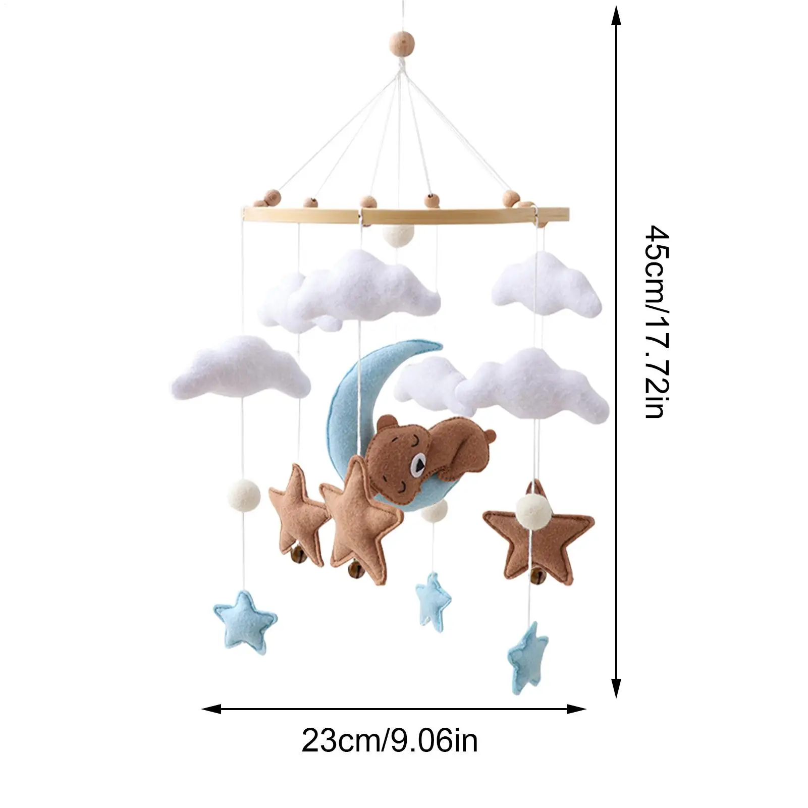 Mobile per bambini in legno 0-12 mesi sonaglio giocattoli sul letto neonati mobile per culla con carillon letto campana giocattoli appesi staffa per culla