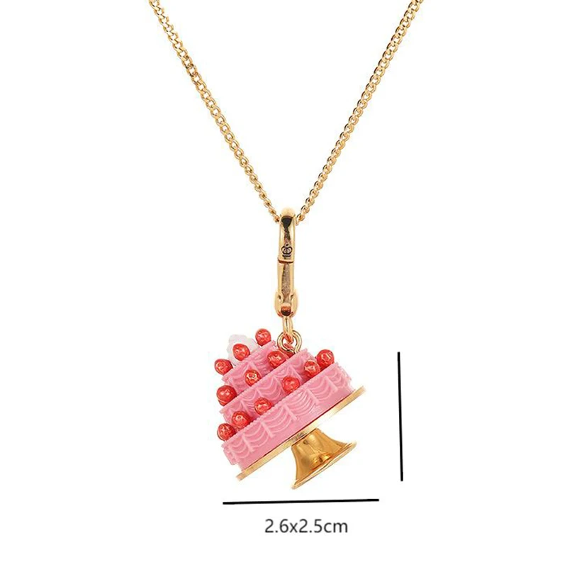 

1Pc Stylish And Sweet Pink Three-tiered Strawberry Cake Pendant, Unique Enamel Strawberry Charm For Bags And Necklaces,Gift