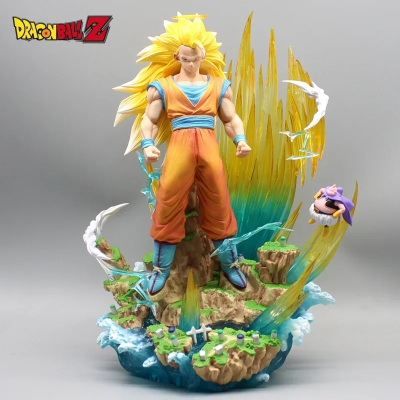 33cm Anime Dragon Ball Z Gk Infinite Initial Super Three Sun Wukong Double Head Glow Pvc Handmade Model Pendant Collection Toy