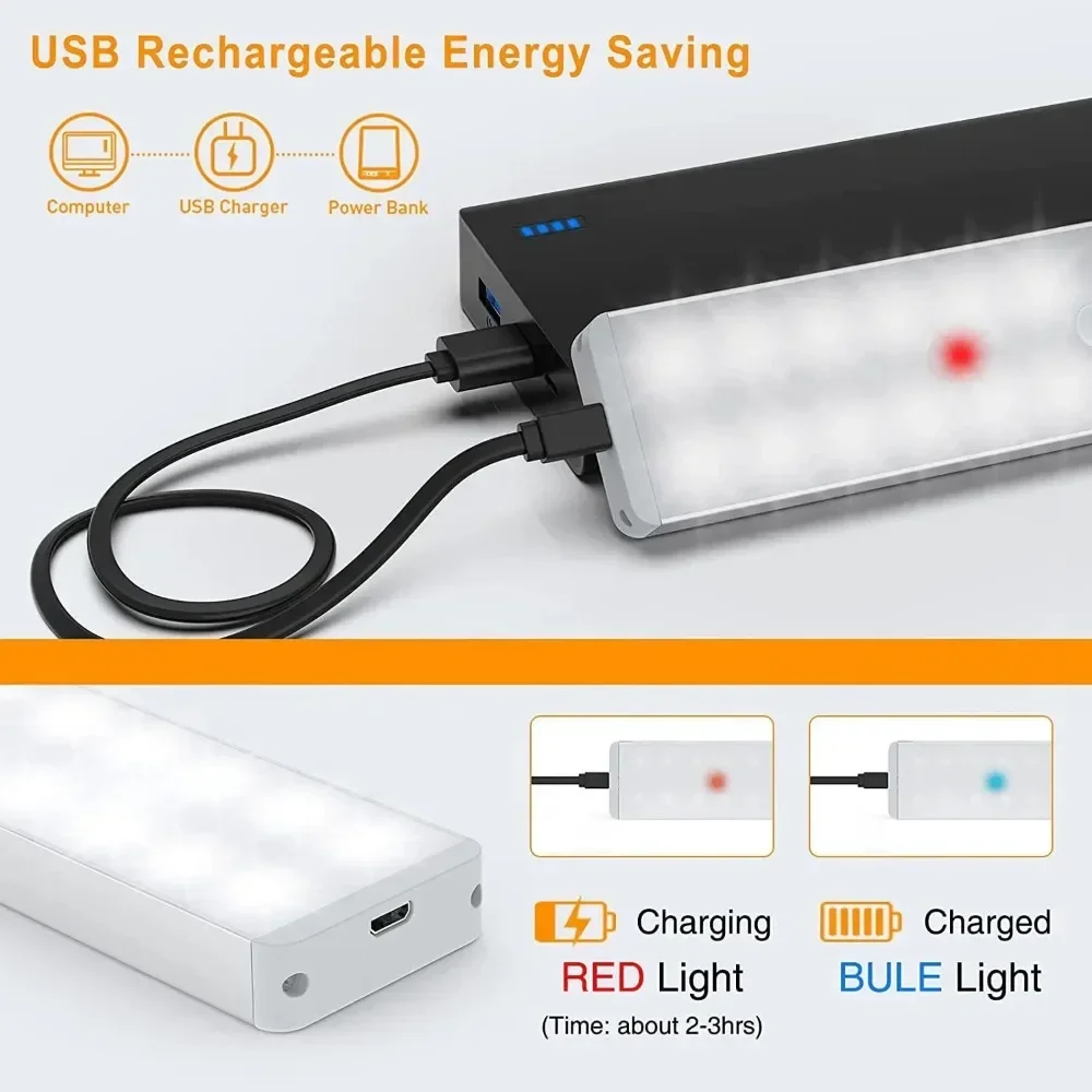 500 Lumens LED Night Light 3 Lighting Modes USB Rechargeable Wardrobe Lamp with Remote Control for Kitchen Cabinet Bedroom