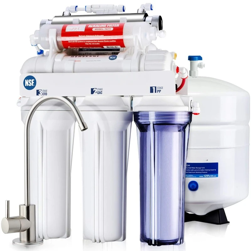 CC7AK-UV, NSF Certified, 75GPD 7  Filtration System with Alkaline Remineralization Filter and UV Ultraviolet Filter