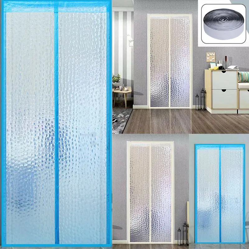 Door Curtain Magnetic Air Conditioner PVC Screen Curtain Hands-free Anti Mosquito Insect Bug Curtain Automatic Closing Kitchen