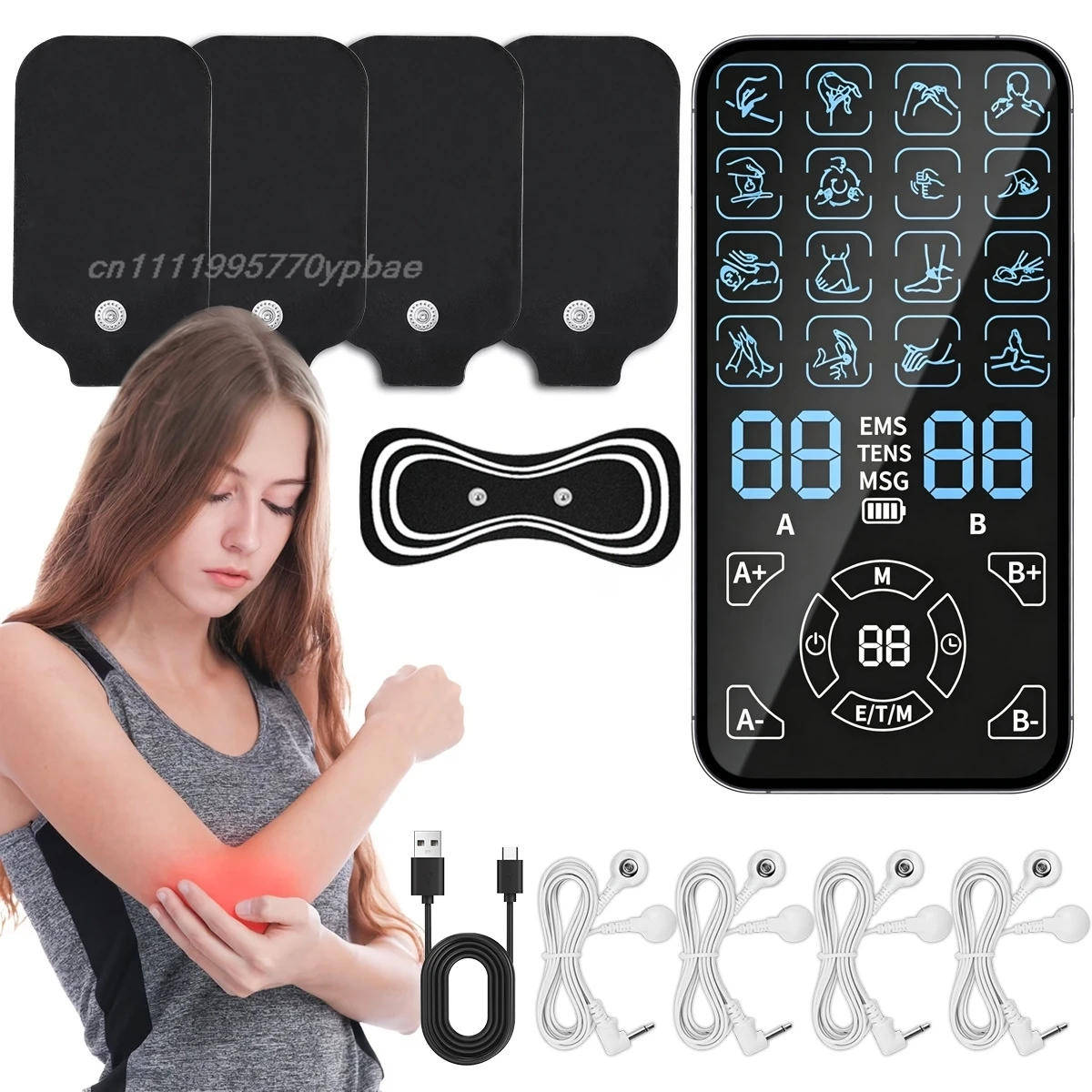 EMS TENS Unit Smart Masajeador 11Pcs Set 16 Modes Portable Dual Channel Pulse Muscle Stimulator Home Relax Care EMS Device