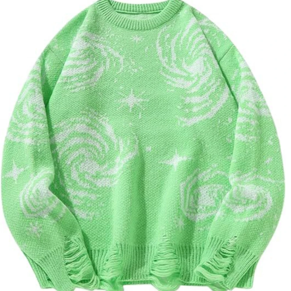 Y2K Autumn/Winter Personalized Street Fashion Trend Universe Starry Sky Jacquard Loose Unisex Hoodie Sweater