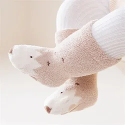 0-3Y Newborn Winter Baby Girl Boy Socks Anti Slip Coral Fleece Toddler Socks For Girls Boys Thick Warm Infant Baby Sock