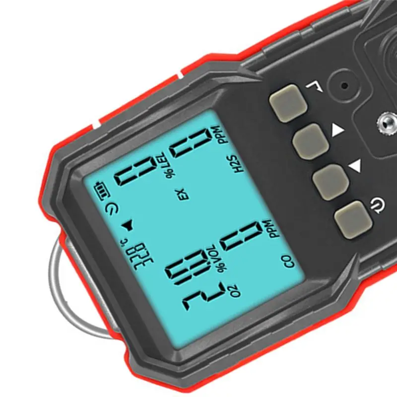 B04B-Combustible Gas Leak Detector Digital Compound Gas Monitor Rechargeable LCD Display O2 H2S CO Sensor Sound-Light Vibration