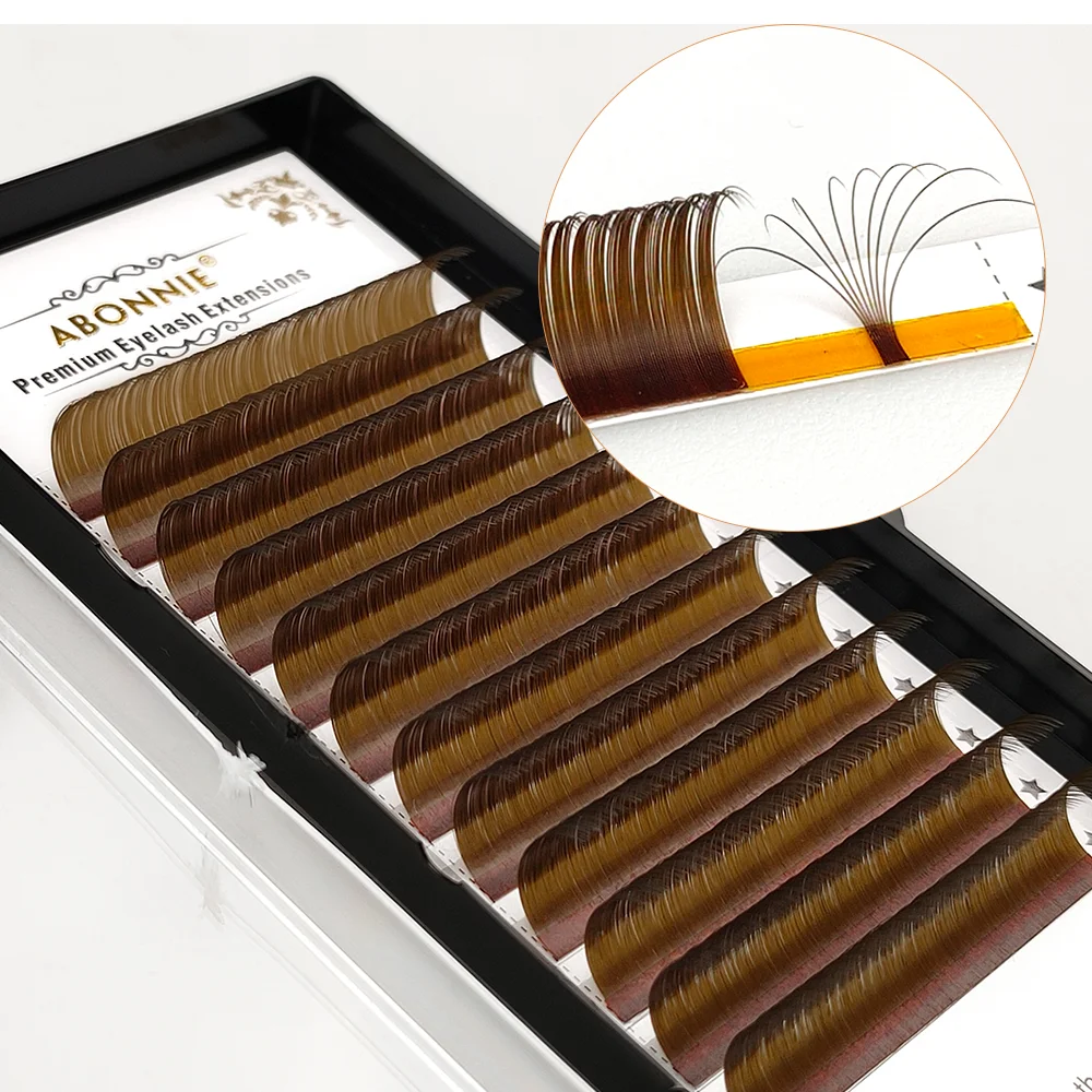 Abonnie Dark Brown Eyelash Extensions 0.05/0.07/0.10 Individual Chocolate Color Professional Volume Lash Extension Supplies