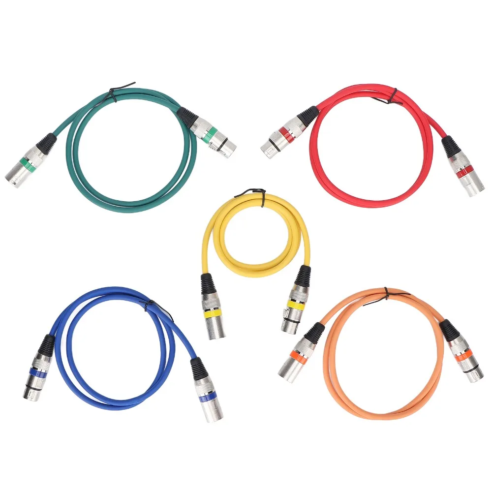 5PCS 3 Pin XLR to XLR Microphone Cable HiFi Audio XLR Male to Female Balanced Shielded XLR 1m/3.3ft Color Coded Mic Patch Cord