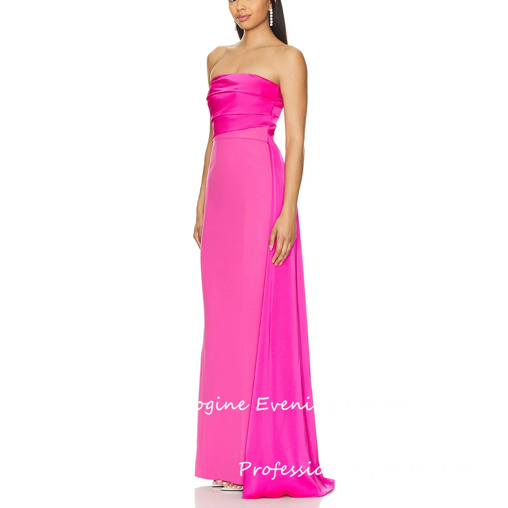 Abiti da sera lunghi personalizzati senza spalline Abito da ballo senza maniche con scialle Abiti da cocktail party in crêpe-satin Robes De Soirée