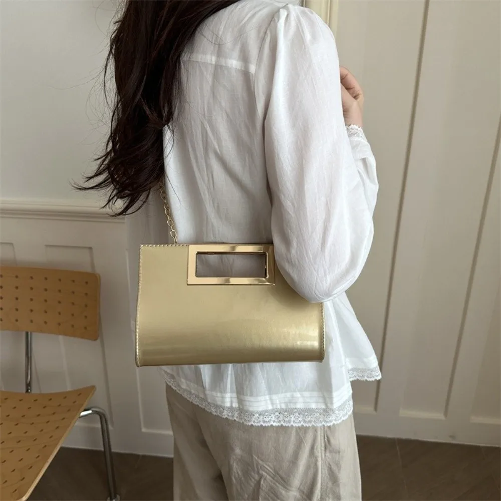 Elegant Women Evening Clutch Bag Metallic Stylish PU Leather Crossbody Bags Square Glitter Chain Shoulder Bag Daily