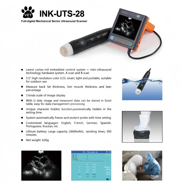 AP04 Portable Handheld Veterinary Scanner for Livestock and Dogs Backfat 3.5 Inch LCD