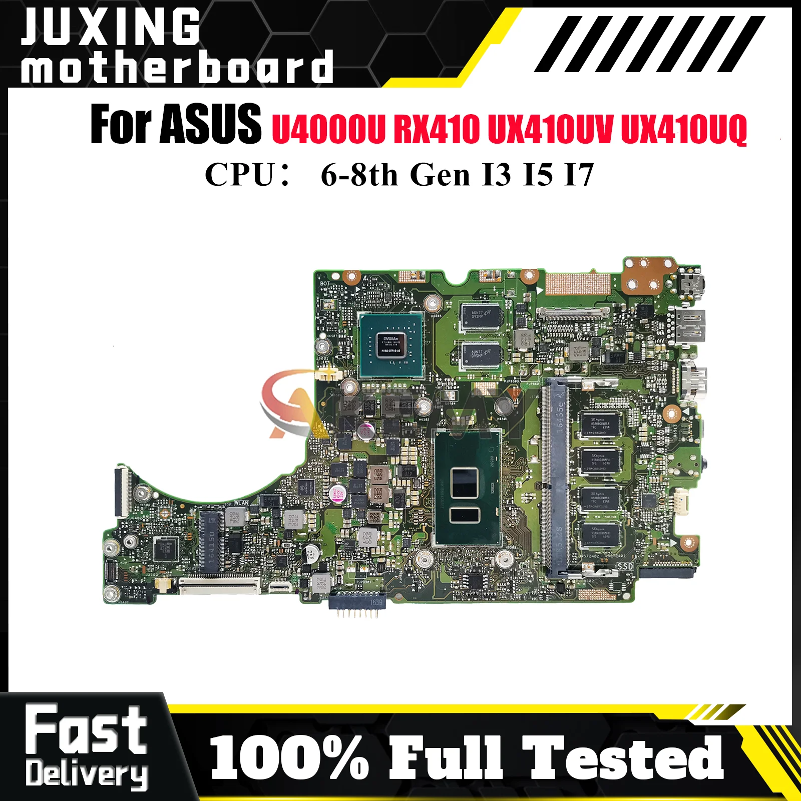

UX410UV Laptop Motherboard For ASUS U4000U RX410 UX410UQ UX310U UX410UQK UX410UQR UX410UV UX410UFR Mainboard With I3 I5 I7 CPU