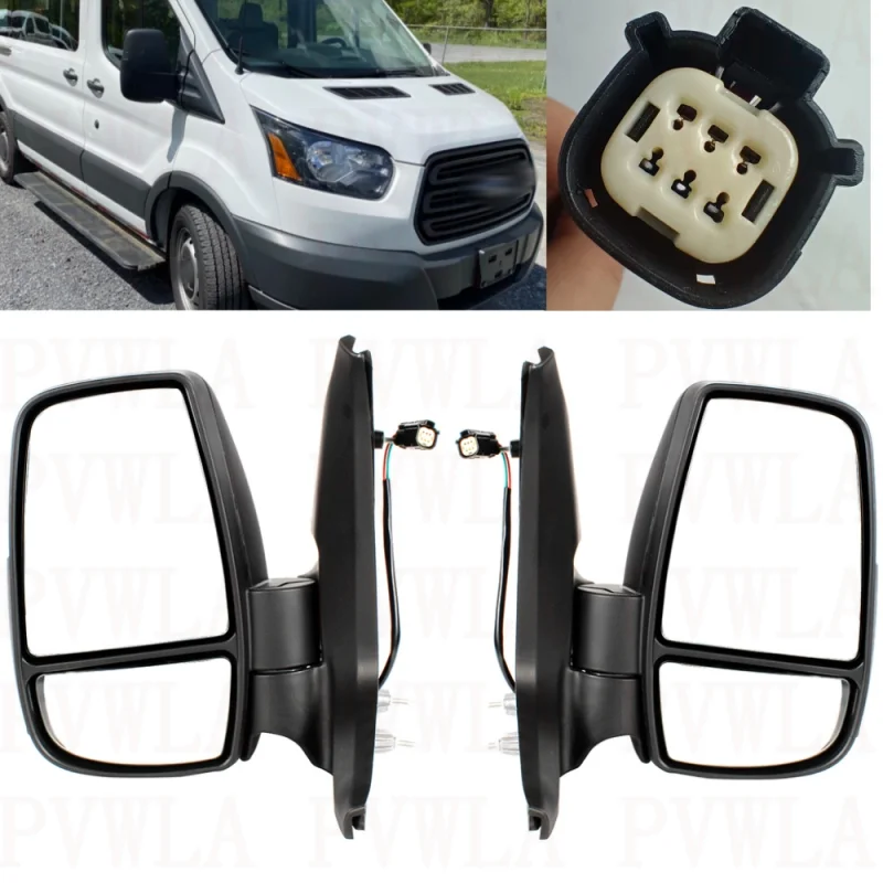 

Pair 3 Pins Satin Black Power Adjust Reversing Mirror For Ford Transit 150 250 350 2014 2015 2016 2017 2018 2019 2020 2021 2022