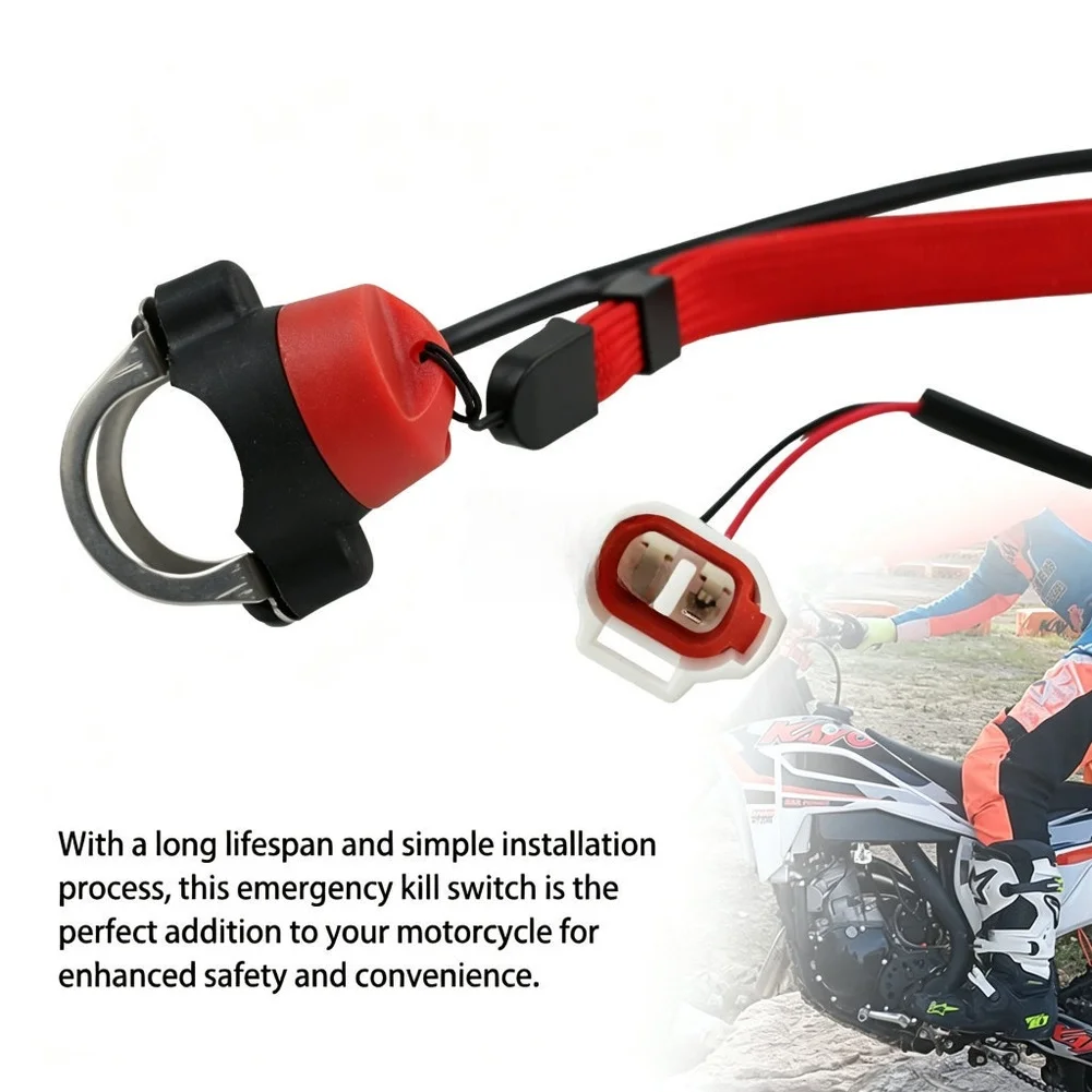 Waterproof Engine Stop Switch With Wrist Strap For Mini Off-Road Motorcycle And For ATV Safety Kill Button Accessories Red Black view 5