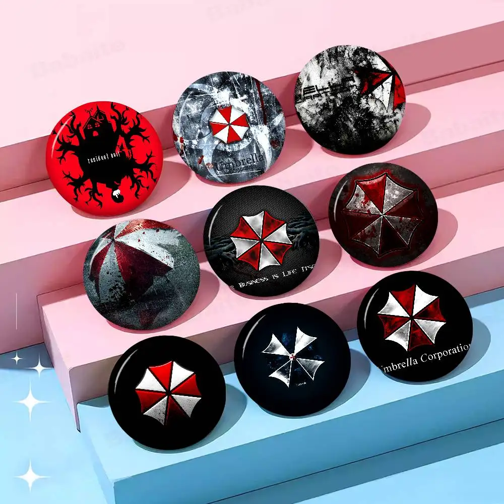 Resident Evil Umbrella Us Troops Cartoon Brooches Anime Badge Round Handmade Brooch Lapel Pins Jewelry for Backpack Clothes