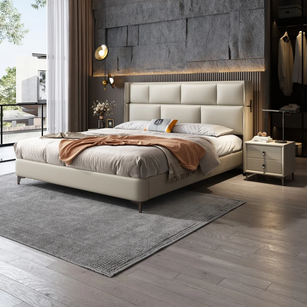 

Customization Modern Luxury Leather Modern Bed Queen Simple Modern Queen Bed Bedroom for Home Hotel