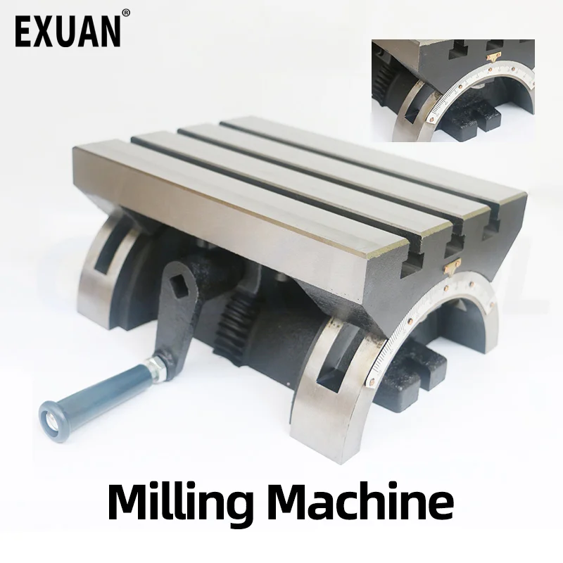 

Tilting Milling Table 7“ 10” Adjustable Rotary Worktable Machine 3 T-Slots & a Crank Handle Heavy Duty for Grinding Milling