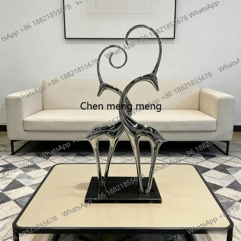 F150 Modern Abstract Stainless Steel Sheep Sculpture - Interior Living Room Corridor Hotel Shop Artistic Living Decor