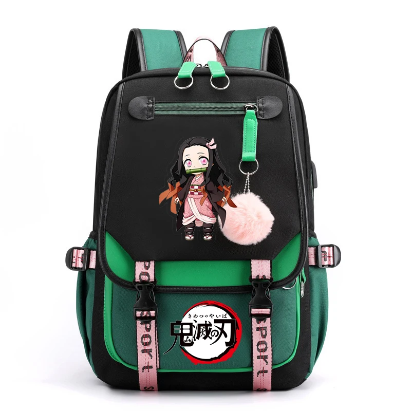 Harajuku novità borse da scuola Anime Demon Slayer Kamado Nezuko zaino bambini ragazze Kawaii zainetto borsa da viaggio donna zaini