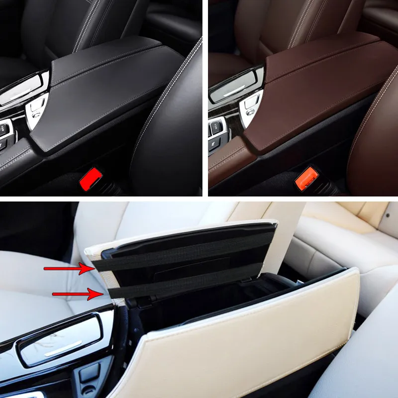 ل BMW 5 سلسلة F10 F18 2011 2012 2013 2014 2015 2016 2017 سيارة مركز وحدة التحكم مسند الذراع غطاء ستوكات الجلود حماية الكسوة