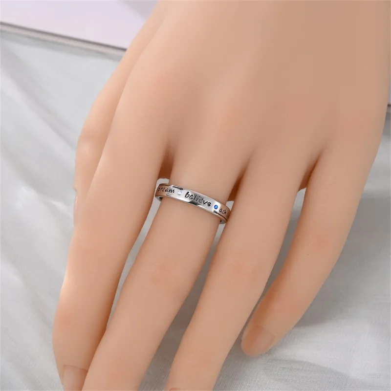 100% 925 Sterling Silver Letter Rings Simple Dream Love Women Ring For Birthday Party Jewelry Anniversary Fine Jewelry Gifts
