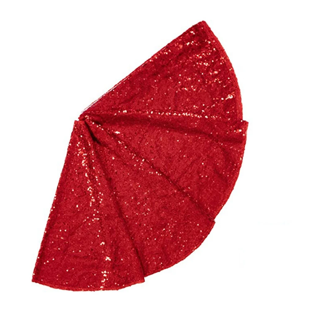 Christmas Small Tree Skirt, 36 Inch Sequin Tree Skirt for Tree Sparkle Xmas Tree Mat for Christmas Decorations Red