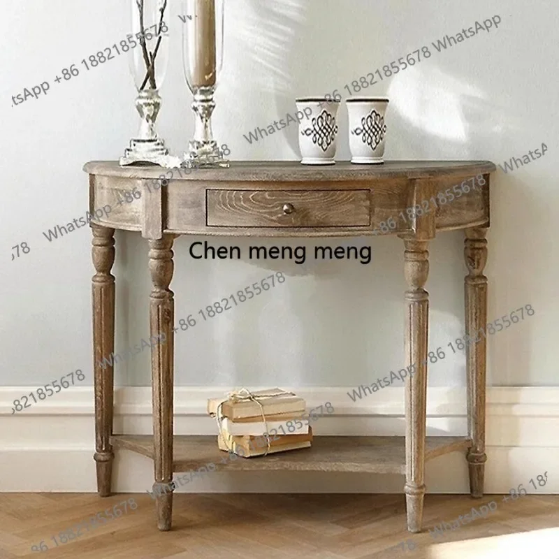

X Solid wood antique furniture, side table entrance, semi-circular table, side table, solid wood table